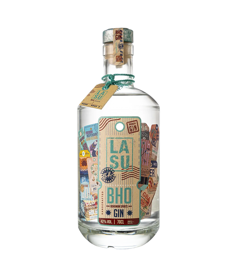 LA SU BHO Bohemian Spirit Gin, 42% Vol., 70cl – freigestellte Flasche